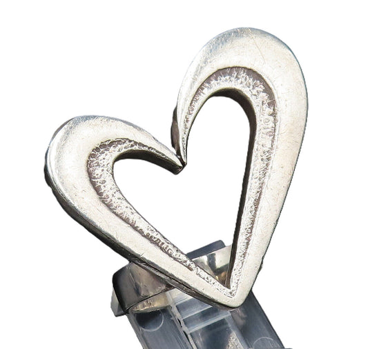 925 Sterling Silver  Vintage Open Floating Love Heart Ring Sz 5.5  RG25363