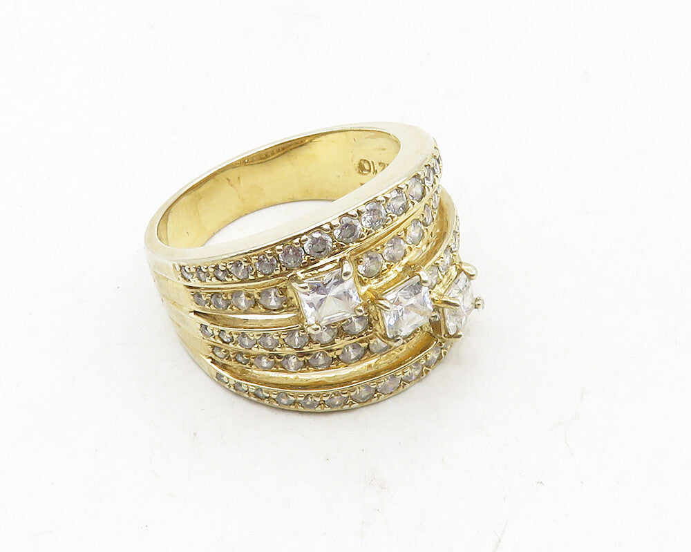 ROSS SIMON 925 Silver  Cubic Zirconia Gold Plated Split Band Ring Sz 10 RG9891