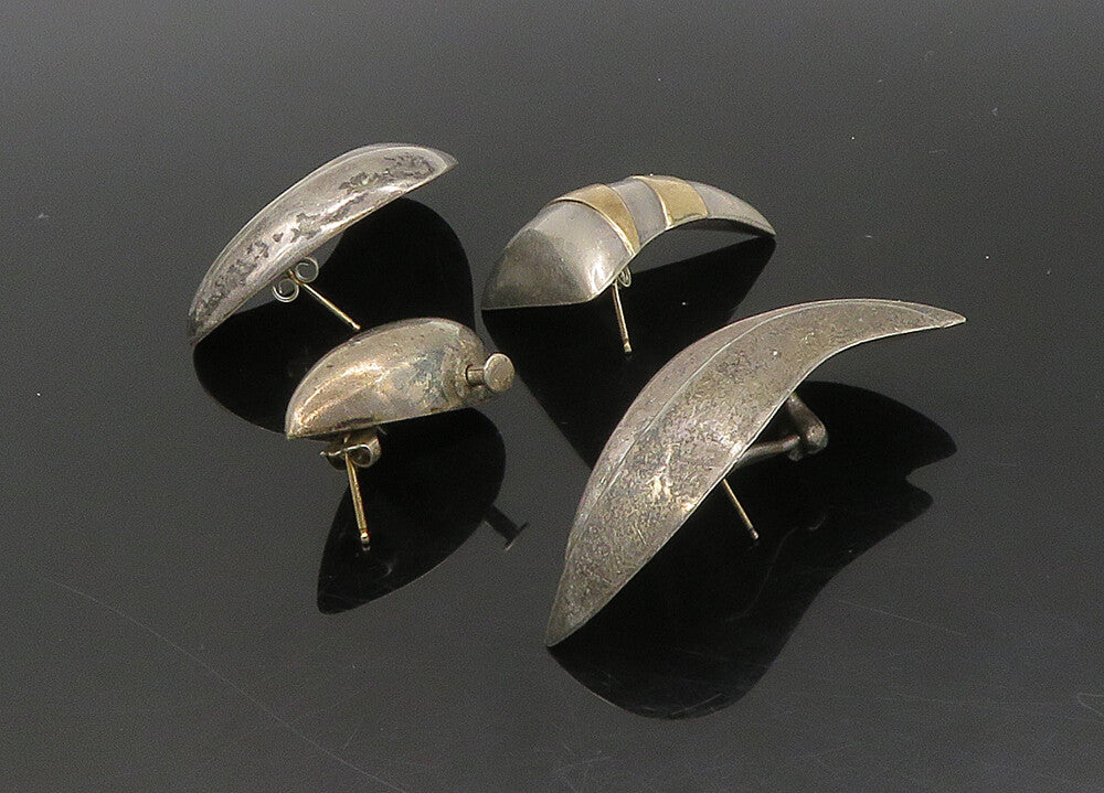 DESIGNER 925 Silver & 14K GOLD  Vintage 2 Tone Lot Single Earrings  EG11385