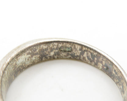 925 Sterling Silver  Vintage Oxidized Love Hearts Band Ring Sz 8  RG18892