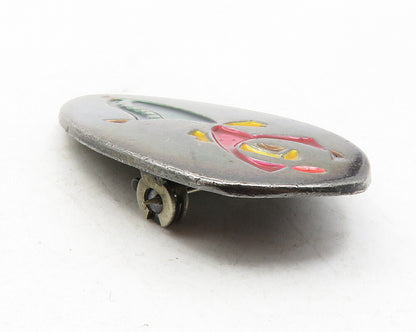 ISRAEL 925 Sterling Silver  Vintage Enamel Dancing Woman Brooch Pin  BP4487