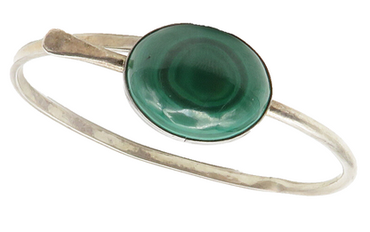NAVAJO 925 Sterling Silver Vintage Southwestern Malachite Bracelet BT5405