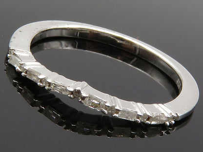 925 Sterling Silver  Genuine Diamonds Shiny Thin Band Ring Sz 6  RG12509