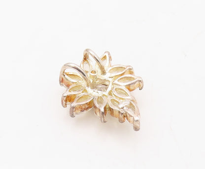 925 Sterling Silver Vintage Pendant Designer Marquise Cut CZ Flower  PT23599