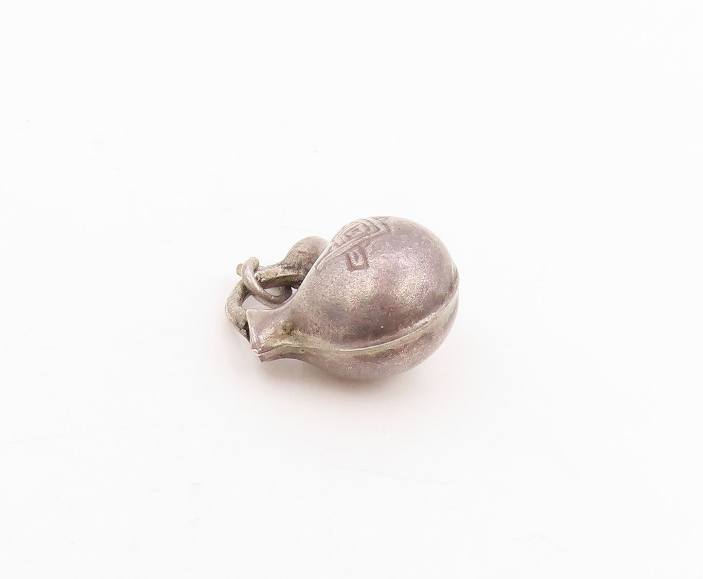 925 Sterling Silver Vintage Pendant Etched Wedding Vase Pottery Charm  PT25374