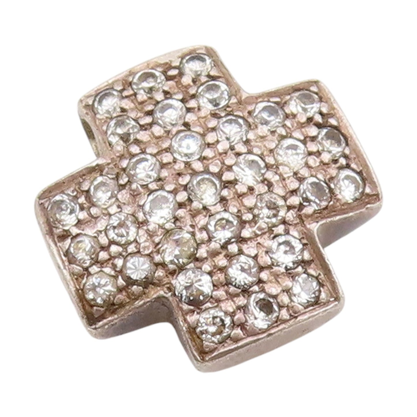 925 Sterling Silver Vintage Pendant Clustered Topaz Greek Cross Charm  PT25485