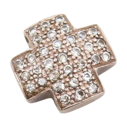 925 Sterling Silver Vintage Pendant Clustered Topaz Greek Cross Charm  PT25485