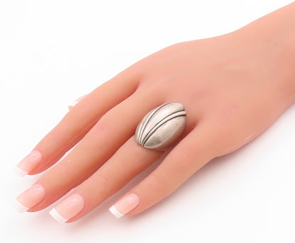 925 Sterling Silver Vintage Ring Antique Etched Dome Shell  Sz 6.5  RG33427