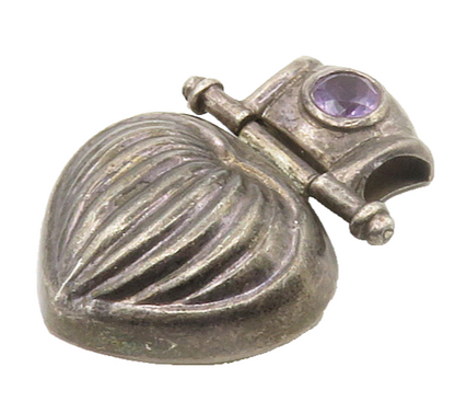 925 Sterling Silver  Vintage Amethyst Fluted Hinge Love Heart Pendant  PT13530