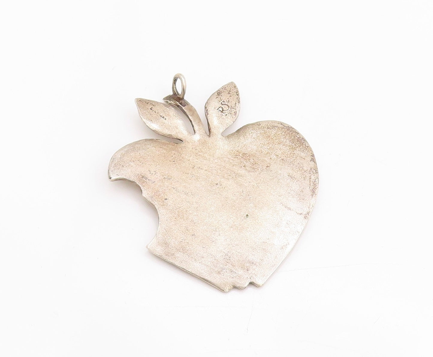 925 Sterling Silver Vintage Pendant Designer Large Bitten Apple  PT24736