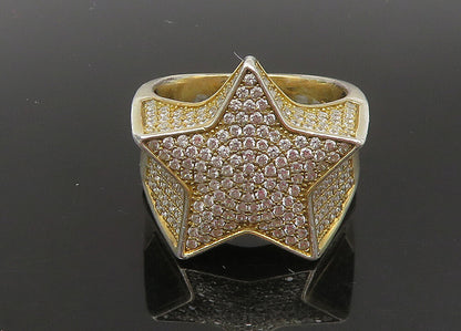 925 Silver   Vintage Cubic Zirconia Star Large Cocktail Ring Sz 12  RG22878