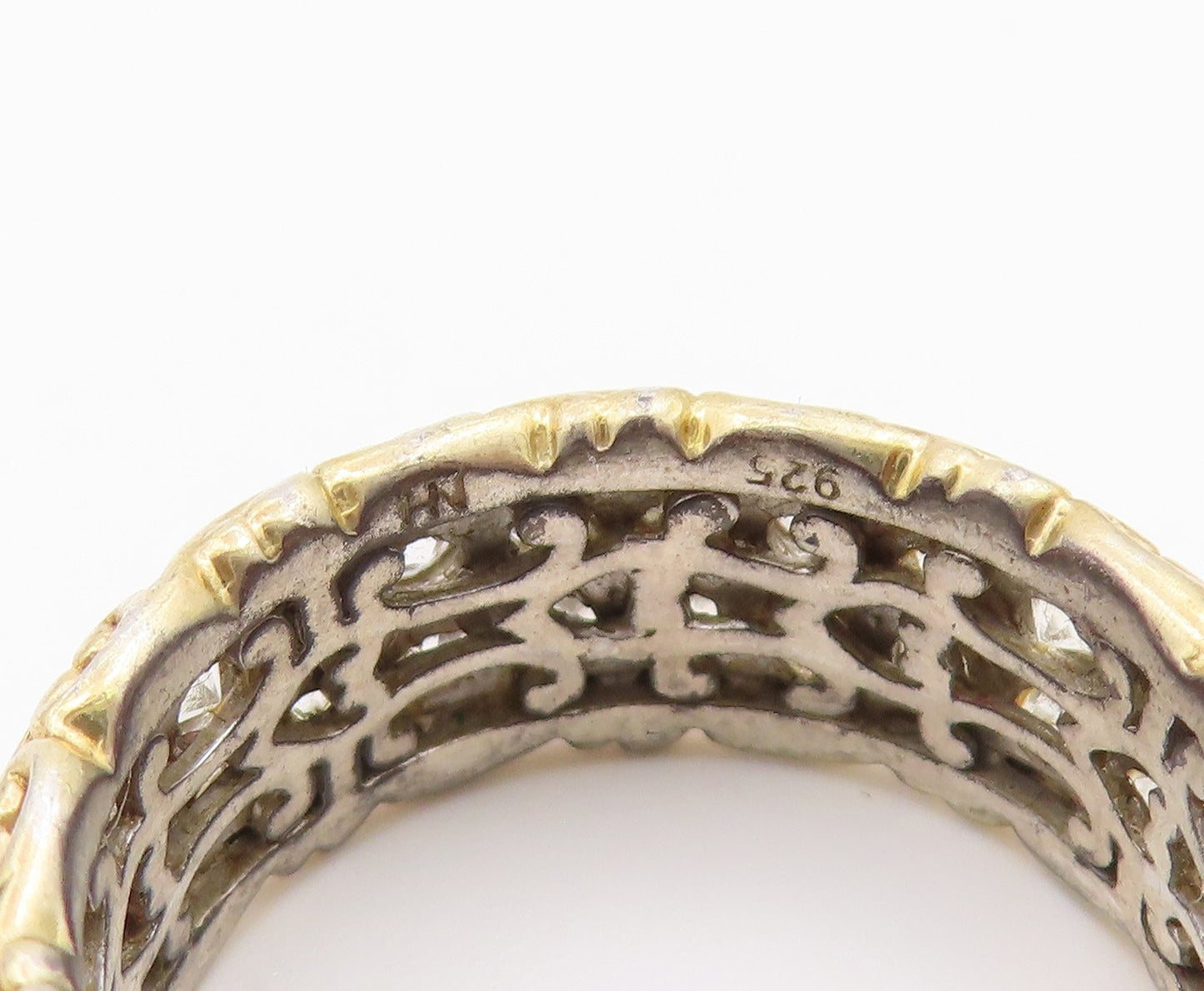 925 Sterling Silver Vintage Ring MICHAEL VALITUTTI Two Tone Topaz Sz 11 RG36587