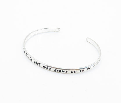 925 Sterling Silver  Vintage Stamped Daughter Quote Cuff Bracelet  BT2840