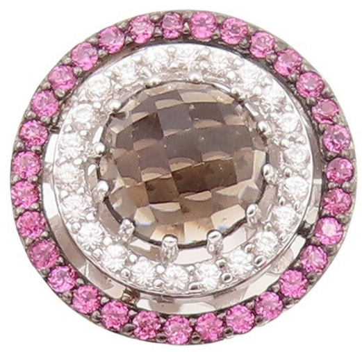 925 Sterling Silver Vintage Ring Smoky Quartz Halo Topaz Rings  Sz 7  RG30129