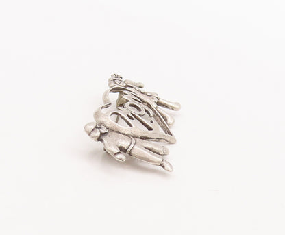925 Sterling Silver Vintage Brooch Pin Cutout Children Love Heart Mom  BP11092
