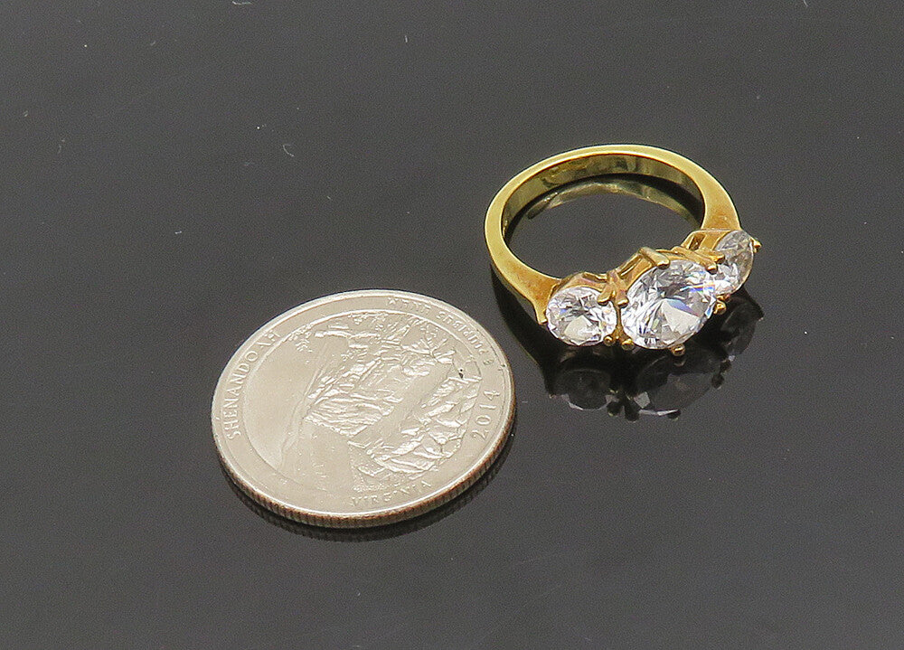 925 Silver  Vintage Cubic Zirconia Gold Plated Shiny Band Ring Sz 6  RG20741