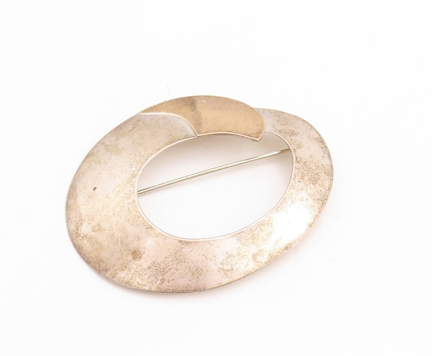 10K Gold 925 Sterling Silver Vintage Brooch Pin Designer Donut Shape Cut BP11410