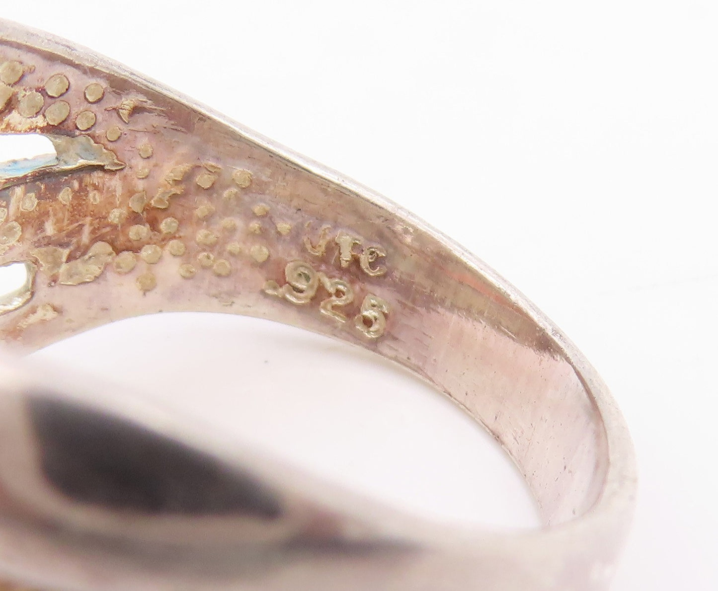 925 Sterling Silver Vintage Ring Modernist Abstract Wave Band  Sz 8  RG36201