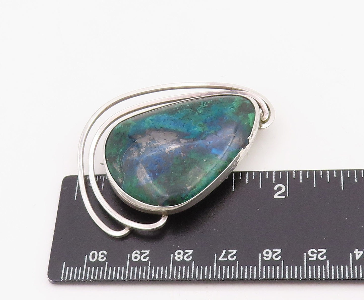 925 Sterling Silver Vintage Brooch ISRAEL Modernist Eilat Stone Pin  BP12285
