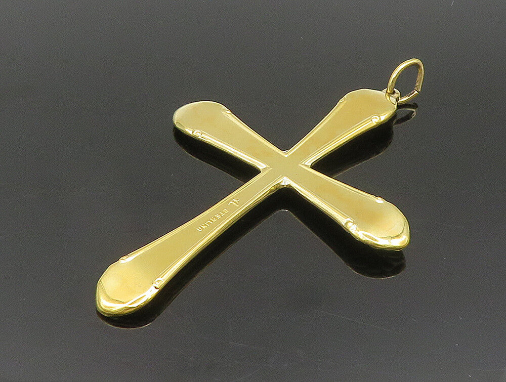 925 Silver  Vintage Gold Plated Textured Religious Cross Pendant  PT20168