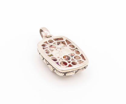 925 Sterling Silver Vintage Pendant Designer Multi Shape Gemstones  PT24063