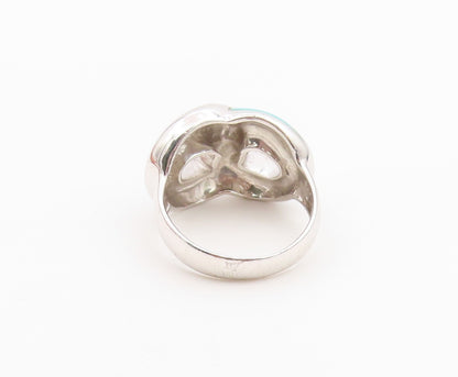 925 Sterling Silver Vintage Ring Chunky Turquoise Infinity Knot  Sz 6  RG36478