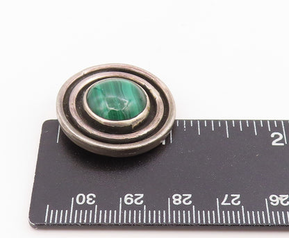 925 Sterling Silver Vintage Pendant Round Malachite Concentric Circles  PT25683
