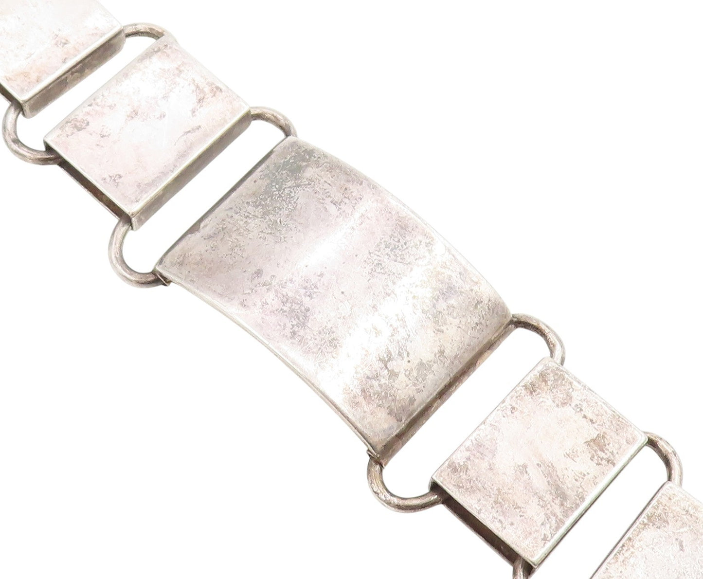 925 Sterling Silver Vintage Bracelet PERU Modernist Geometric Panel Link BT11817
