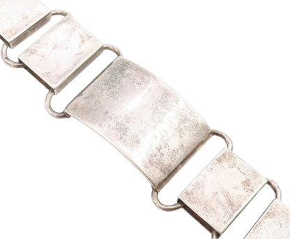 925 Sterling Silver Vintage Bracelet PERU Modernist Geometric Panel Link BT11817