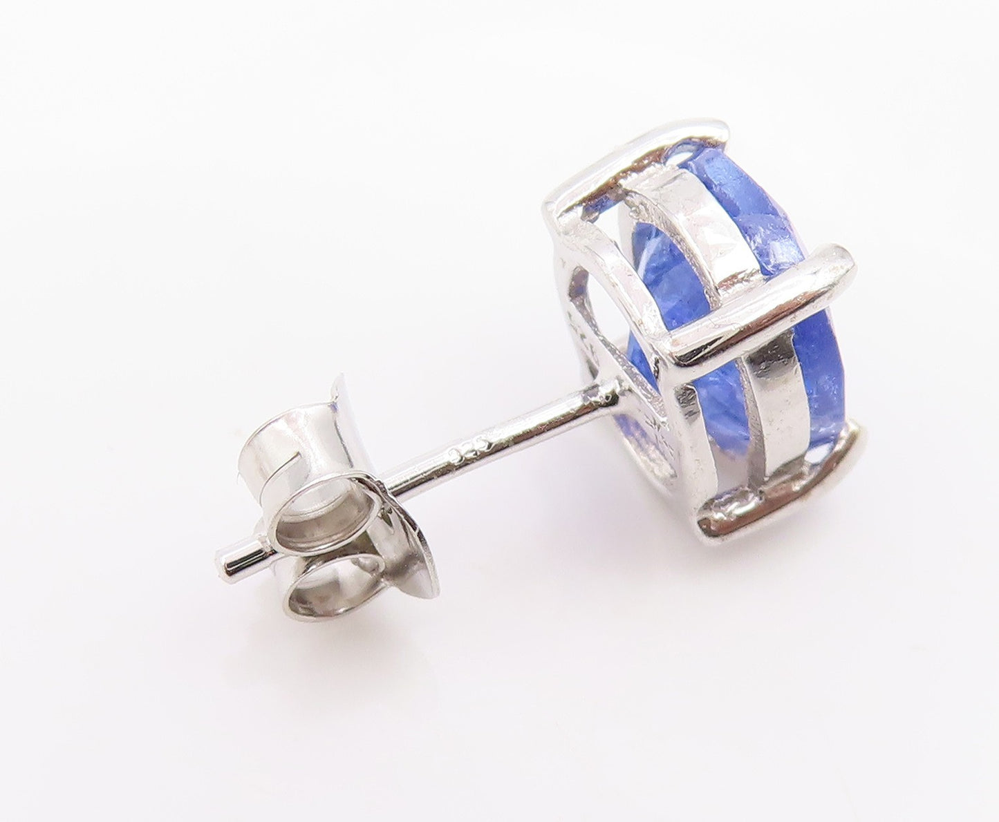 925 Sterling Silver Vintage Earrings Minimalist Oval Cut Tanzanite Stud  EG14126