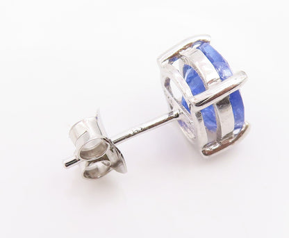 925 Sterling Silver Vintage Earrings Minimalist Oval Cut Tanzanite Stud  EG14126