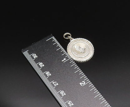 925 Sterling Silver Vintage My Confirmation Prayer Hands Medal Pendant PT21496