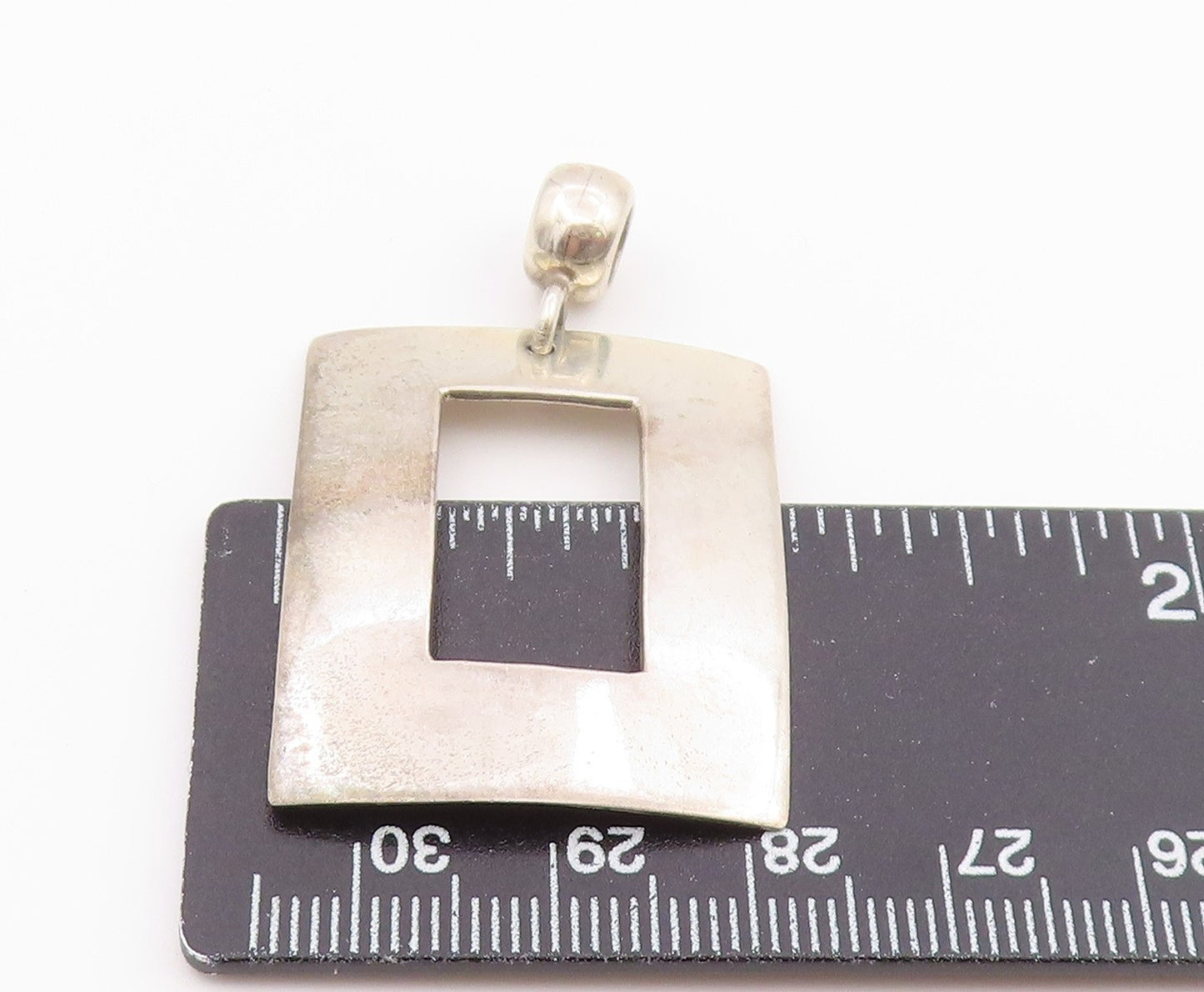 925 Sterling Silver Vintage Pendant ATI MEXICO Modernist Open Rectangle  PT26381