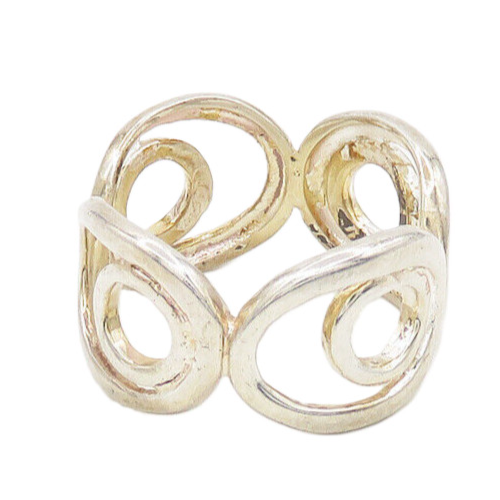 925 Sterling Silver  Vintage Shiny Open Oval Design Band Ring Sz 7.5  RG17744