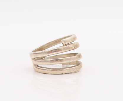925 Sterling Silver Vintage Ring Minimalist Spiral Coil  Sz 8  RG28906