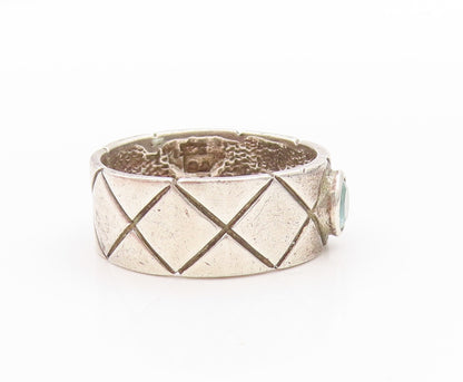 925 Sterling Silver Vintage Ring Topaz Quilted Raised Pattern Sz 7.5  RG33489