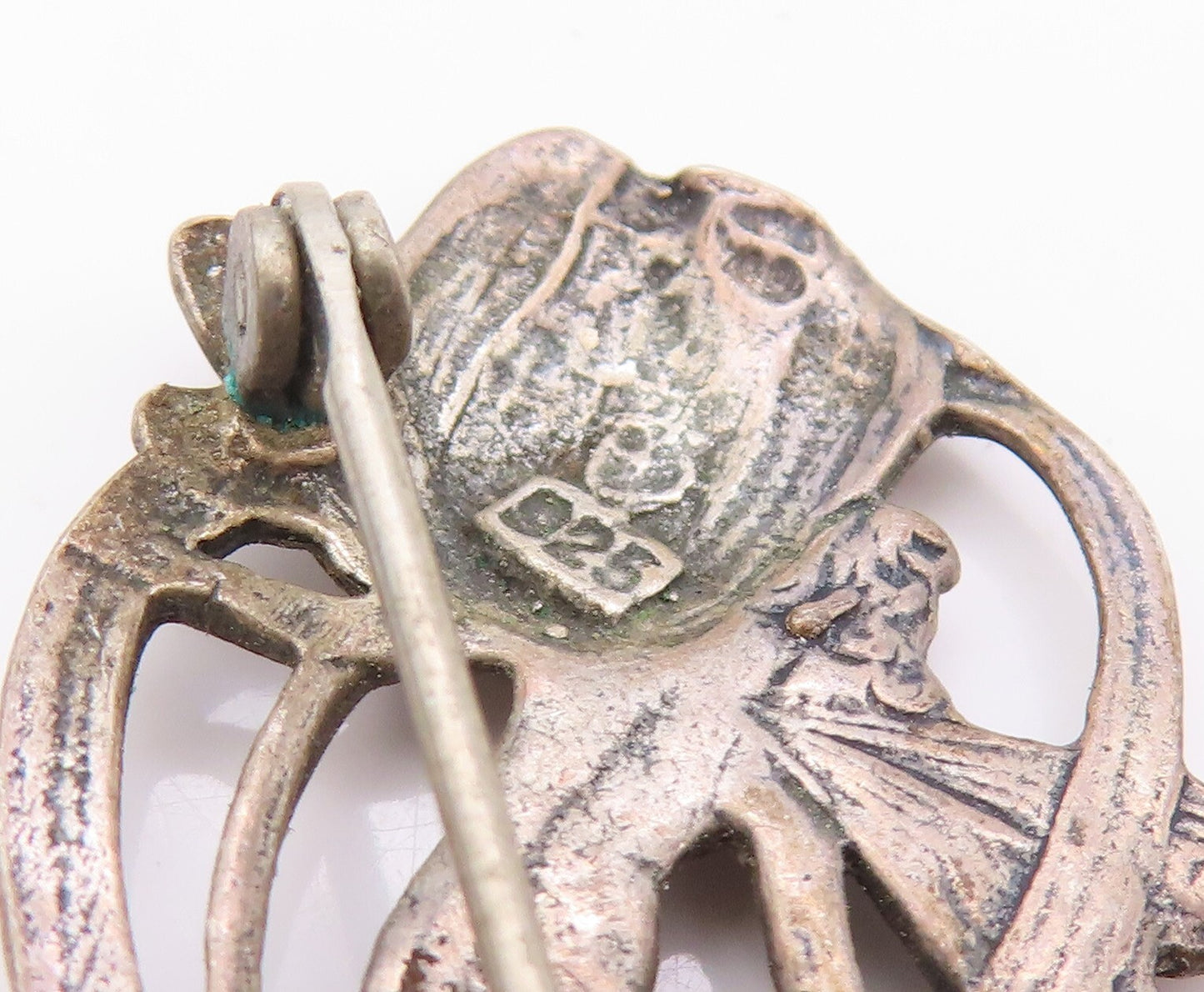 925 Sterling Silver Vintage Brooch Dark Tone Cutout Tinkerbell  BP11517