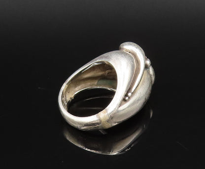 EUROPEAN 925 Silver  Vintage Dotted & Bypass Detail Dome Ring Sz 6  RG25965