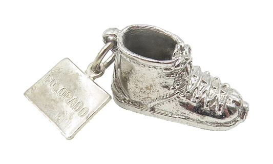 925 Sterling Silver  Vintage Shiny Laced Shoe Motif Colorado Pendant  PT8680