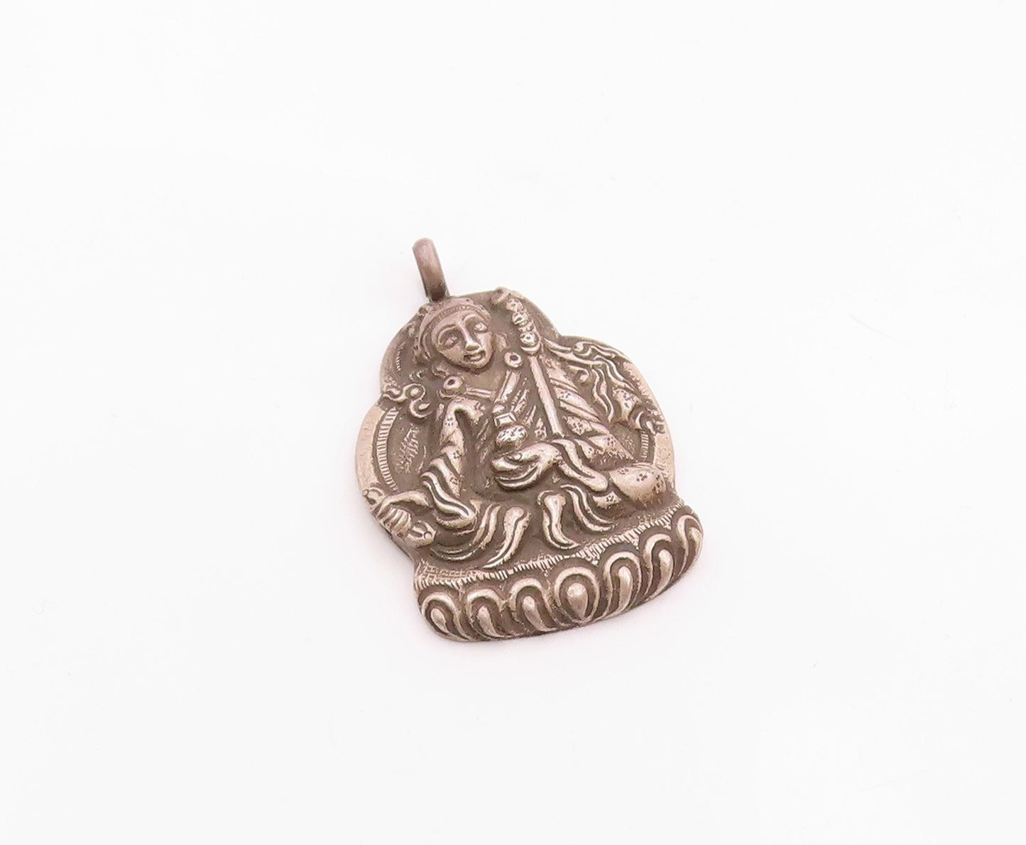 925 Sterling Silver  Vintage Antique Oxidized Religious Figure Pendant PT10298