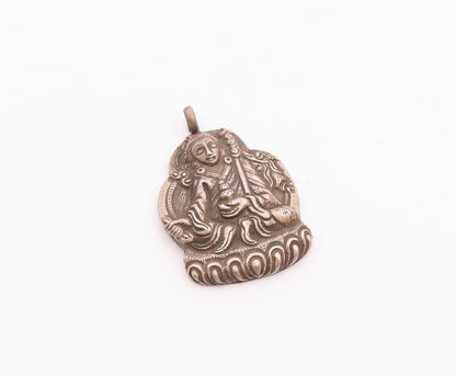 925 Sterling Silver  Vintage Antique Oxidized Religious Figure Pendant PT10298