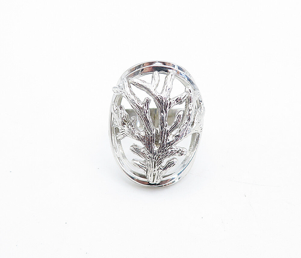 TAHARA & CO. 925 Silver  Polished Tree Branches Dome Band Ring Sz 6  RG5527