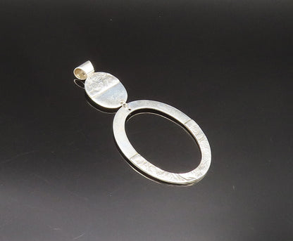 MEXICO 925 Sterling Silver Vintage Etched Graduated Open Oval Pendant PT21027