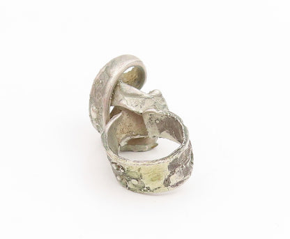 925 Sterling Silver Vintage Ring Solid Brutalist Design Band  Sz 6  RG34396