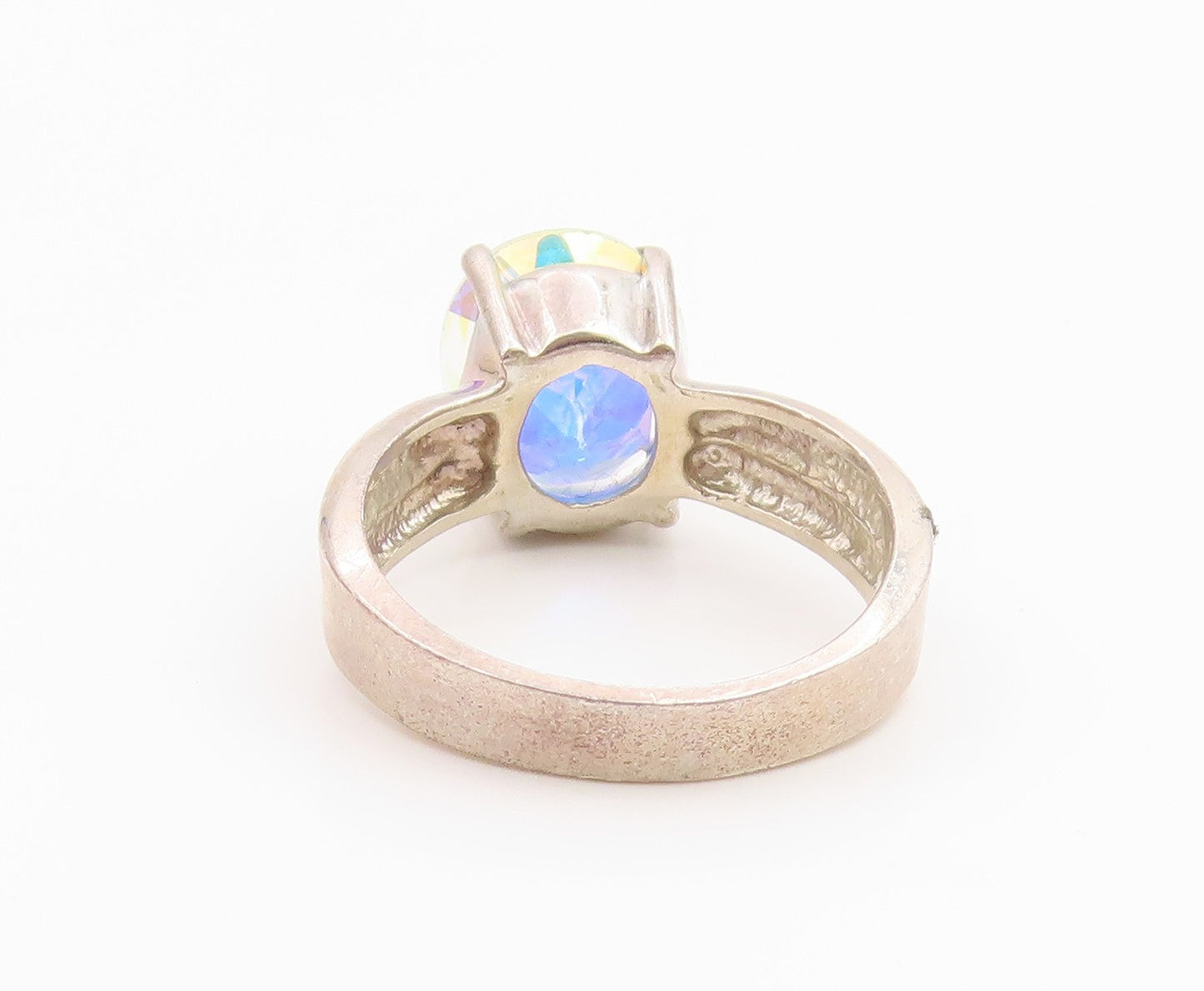 925 Sterling Silver Vintage Ring BADAVICI  Mystic Topaz Solitaire  Sz 9  RG35479