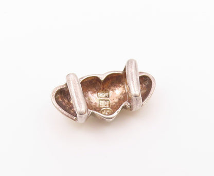 925 Sterling Silver  Vintage Shiny Two Tone Love Hearts Slide Pendant  PT16125