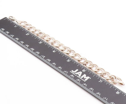 925 Sterling Silver Vintage Bracelet Brutalist Double Linked Rings Band  BT11281