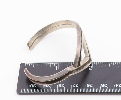 SOUTHWESTERN 925 Silver Vintage Raised Edge Pointed Cuff Bracelet BT9537