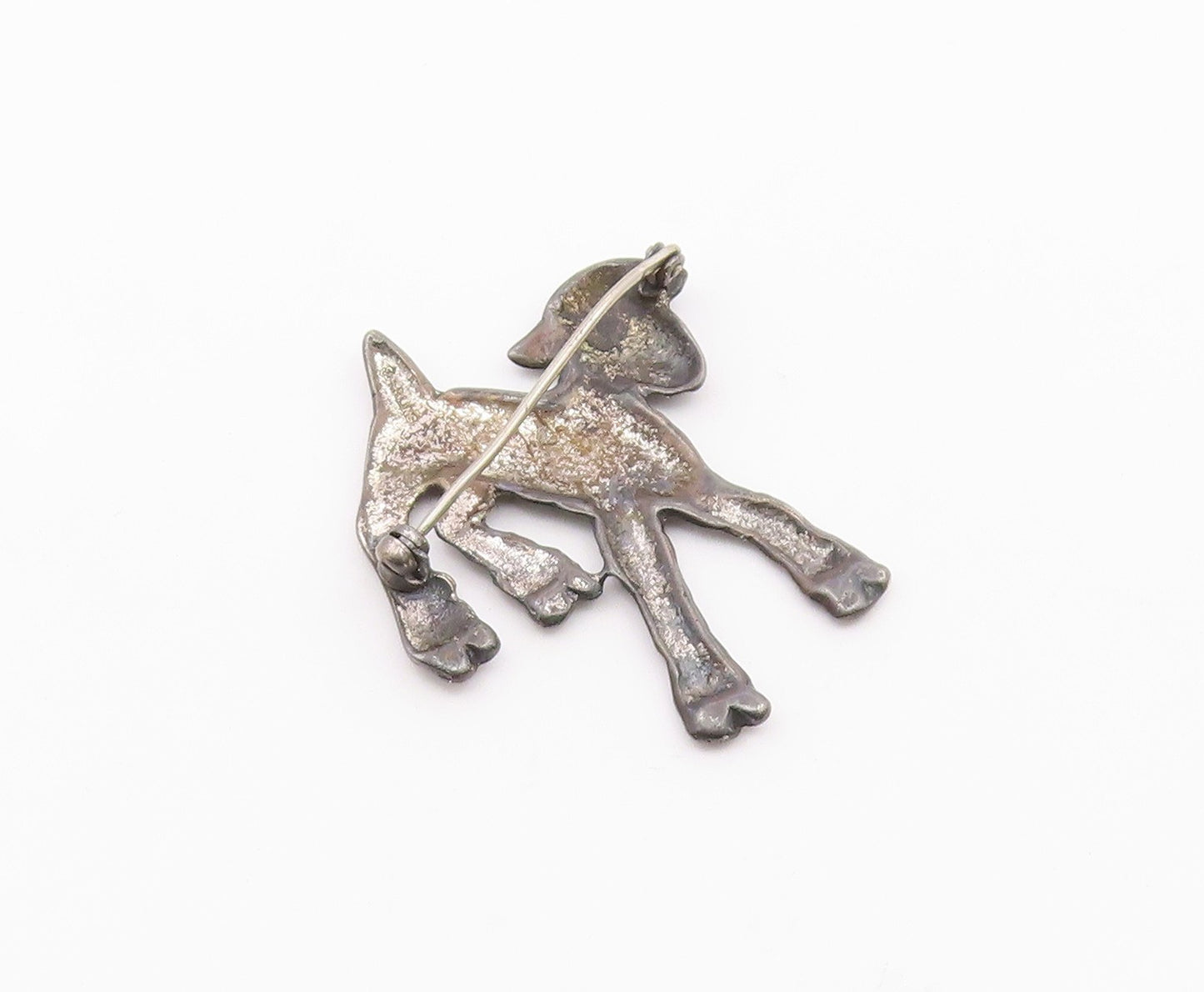 925 Sterling Silver  Vintage Antique Oxidized Lamb Motif Brooch Pin  BP8657