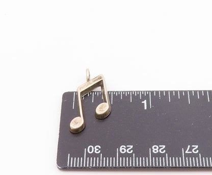 925 Sterling Silver  Vintage Dark Tone Smooth Music Notes Pendant  PT17822